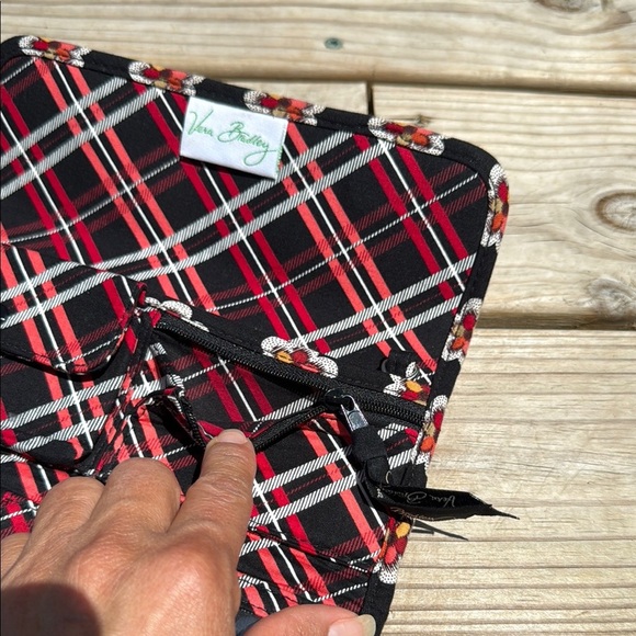 Vera Bradley Black and Red Quilted Wallet with Floral Geometric Pattern - Picture 8 of 11